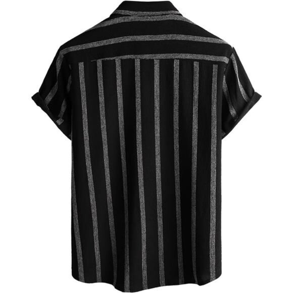 Mens Summer Striped Shirts Button Down Short Sleeve Vintage Beach - Picture 5 of 7